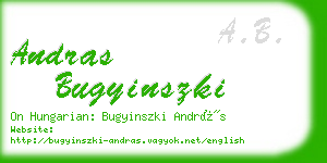 andras bugyinszki business card